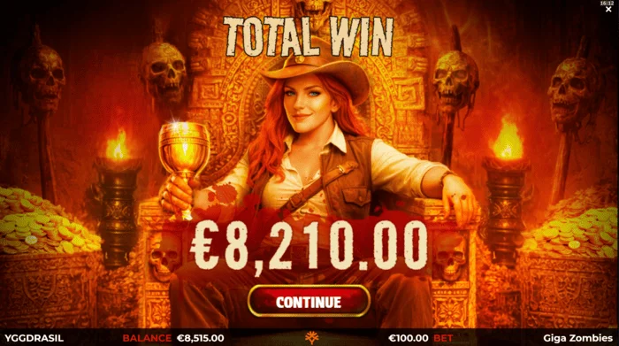 Giga Zombies – Gesamtgewinn der Session